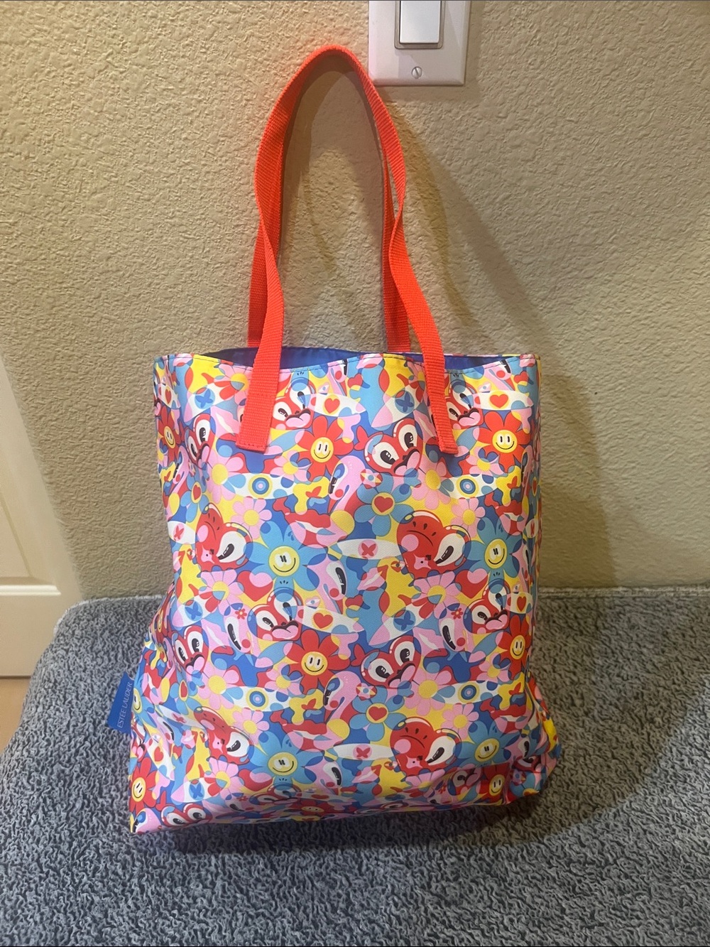 Estée Lauder Colorful Floral & Character Print Tote Bag with Handles